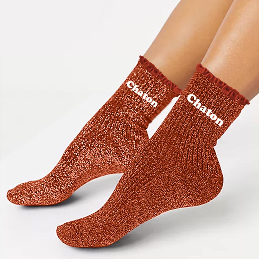 Chaussettes à paillettes humoristiques: Chaton