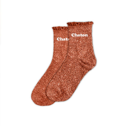 Chaussettes à paillettes humoristiques: Chaton