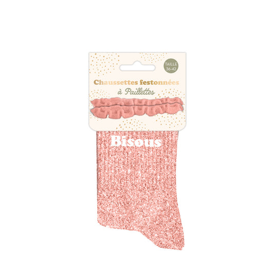 Chaussettes à paillettes humoristiques: Bisous