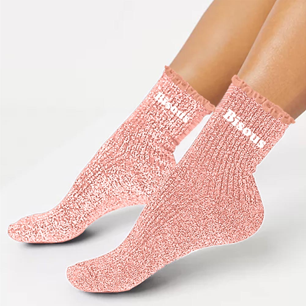 Chaussettes à paillettes humoristiques: Bisous