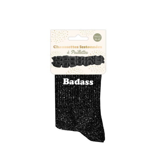 Chaussettes à paillettes humoristiques: Badass