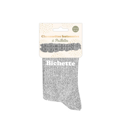 Chaussettes à paillettes humoristiques: Bichette