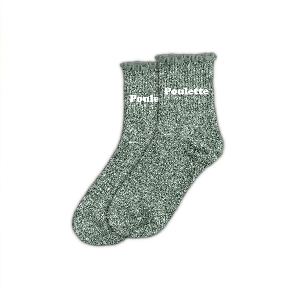 Chaussettes à paillettes humoristiques: Poulette