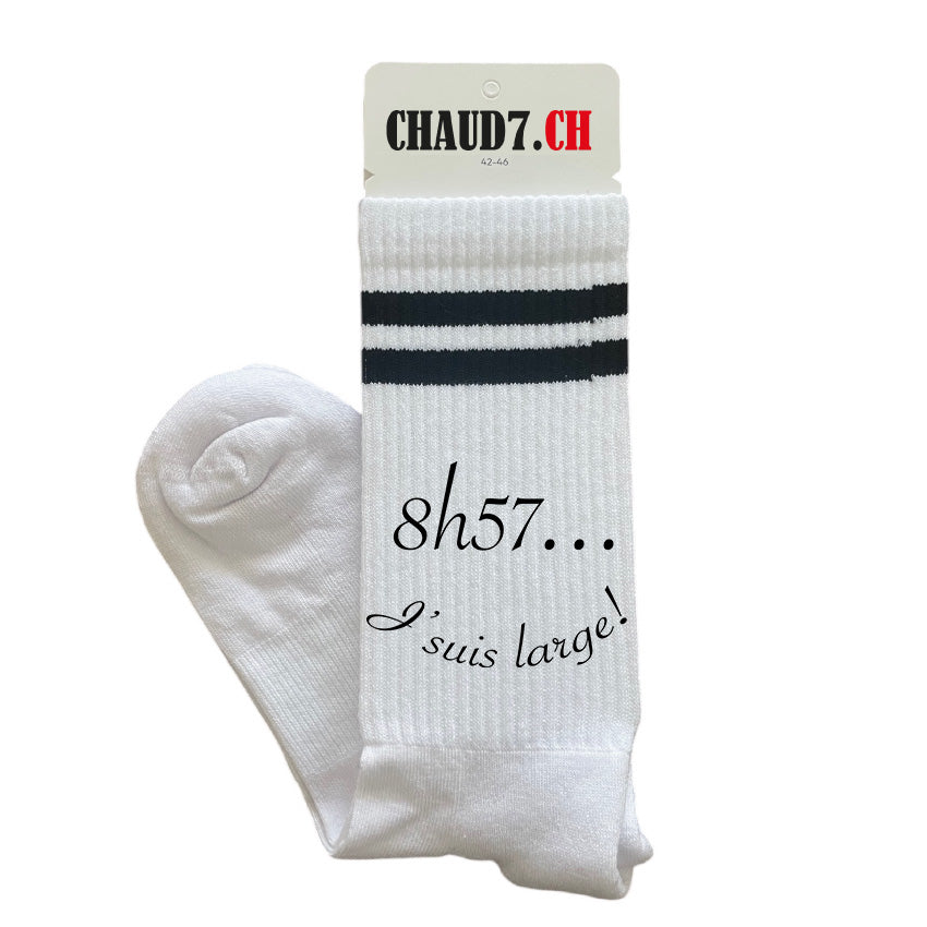 Chaussettes personnalisées: 8H57... J'suis large