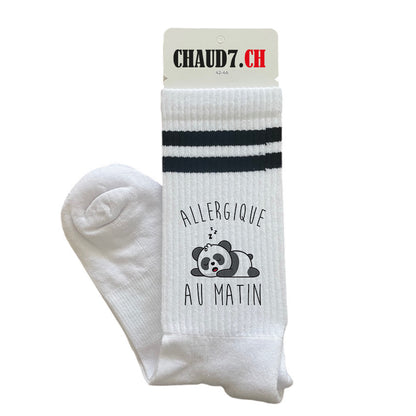 Chaussettes personnalisées: Allergique au matin (panda)